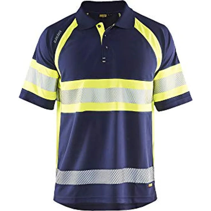 Blakläder Polo-Shirt in der Größe XL, hochwertig, besonders feuchtigkeitsbeständig, in Marineblau/Gelb, 333810518933