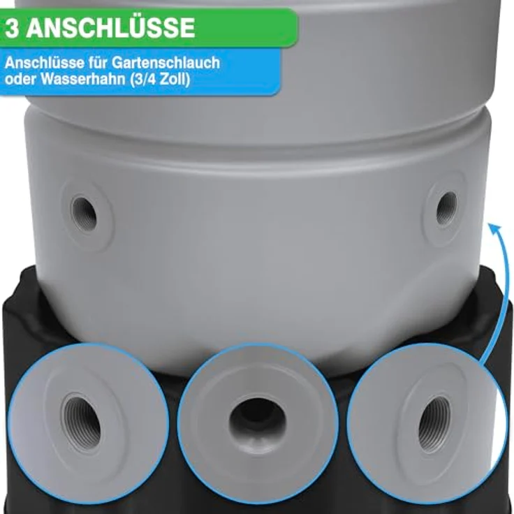 YourCasa Regentonne [CircleTower] 110L Gartenwassertank Grau mit Standfuss, Deckel & Wasserhahn - Frostsicher aus Kunststoff – Bild 5