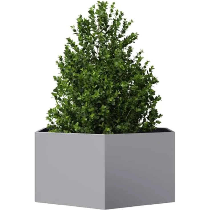 vidaXL Pflanzkübel Sechseckig 104x90x45 Verzinkter Stahl, Robustes Hochbeet mit viel Platz und erhöhtem Design, Farbe: Silber – Bild 5