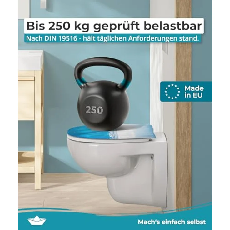 Calmwaters WC Sitz Motiv Meeresglanz, Duroplast mit Absenkautomatik, antibakteriell, oval, 250 kg Tragkraft – Bild 6