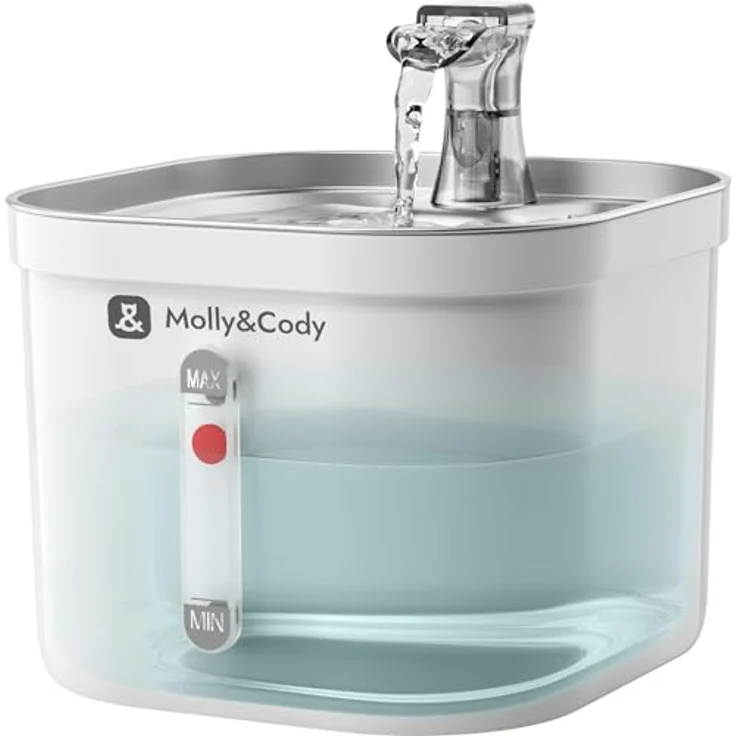 Molly&Cody Spring Trinkbrunnen für Katzen & Hunde (2L Wasserkapazität, Ultra leise Wasserpumpe, 3-faches Filtersystem, kompakt, Edelstahl) – Bild 3
