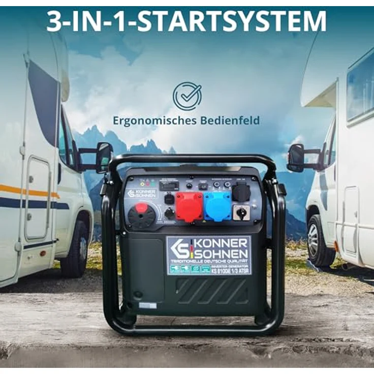 Könner & Söhnen Inverter-Stromerzeuger KS 8100iE 1/3 ATSR, max. Leistung 8,5 kW, einphasig und dreiphasig, mit ATS-Anschluss, elektrisch startend – Bild 3