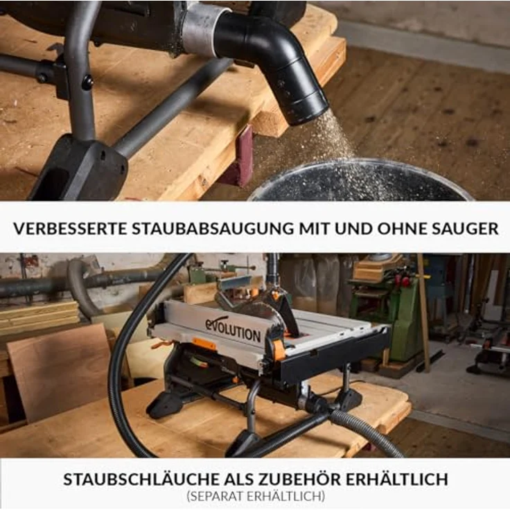 Evolution Power Tools R255TBL Tischkreissäge, Tragbare Multimaterialsägemaschine mit 85 mm Schnitttiefe und 45° Neigewinkel – Bild 15