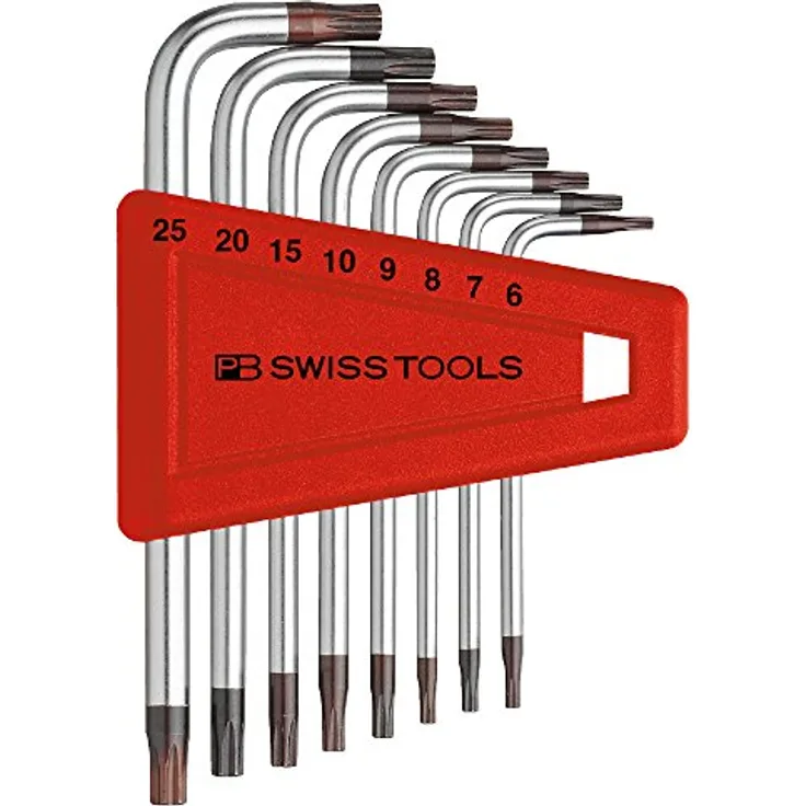 PB Swiss Tools Winkelschraubendreher-Satz, 8-teilig T6-T25 im Kunststoffhalter, präzise Maßhaltigkeit und federstahlverarbeitet, 100% Swiss Made