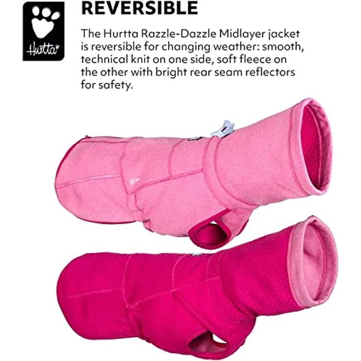 Hurtta Razzle-Dazzle Midlayer Wendemantel, Rot, 56 cm - Preisvergleich – Bild 2