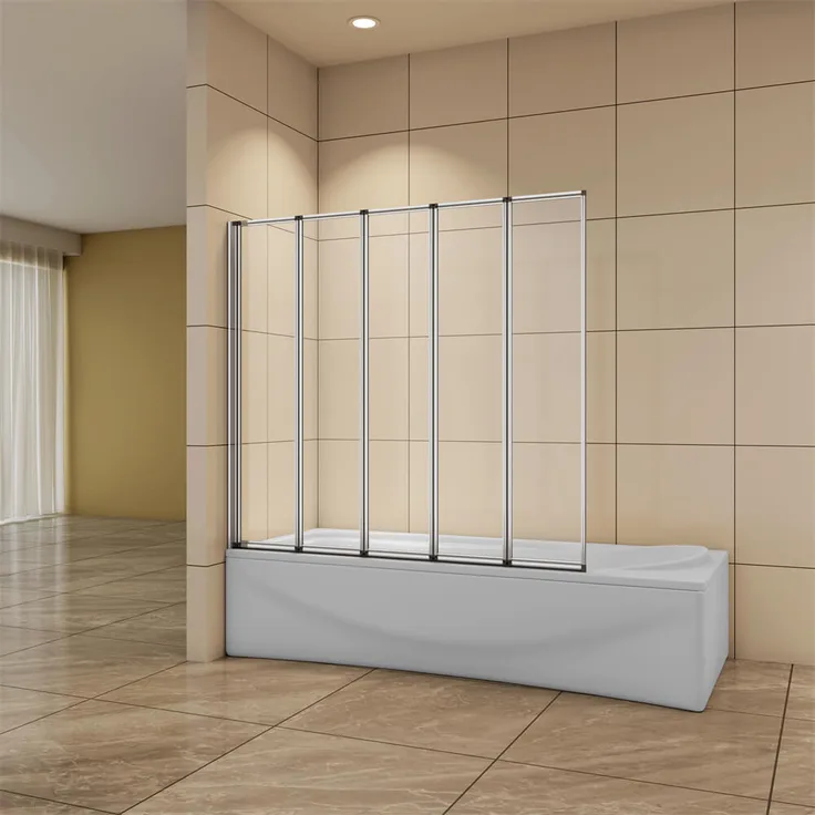Duschparadies Faltwand Glas Badewannenaufsatz 120x140cm, 5-tlg. Duschabtrennung mit 6mm ESG Sicherheitsglas und NANO-Beschichtung, Chrom glänzend