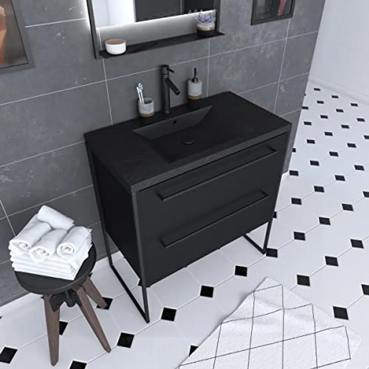 AURLANE PACM060 Structura P060 Badezimmermöbel, Schwarz