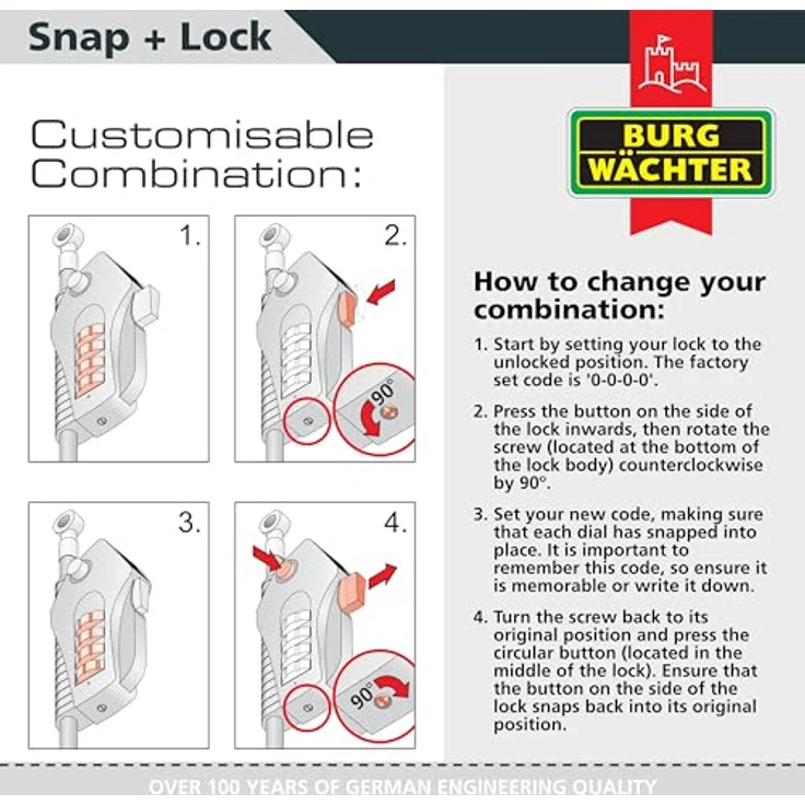 BURG-WÄCHTER Burg Wächter Kabelschloss Snap + Lock 720 200 – Bild 5