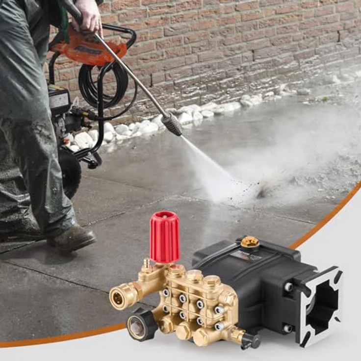 VEVOR Hochdruckreinigerpumpe, 3/4-Zoll-Welle, horizontaler Triplex-Kolben, 3300 PSI, 2,5 GPM, Ersatz-Hochdruckreinigerpumpen-Set mit 5 Düsen und langlebiger Leistung bis zu 500 Stunden – Bild 8