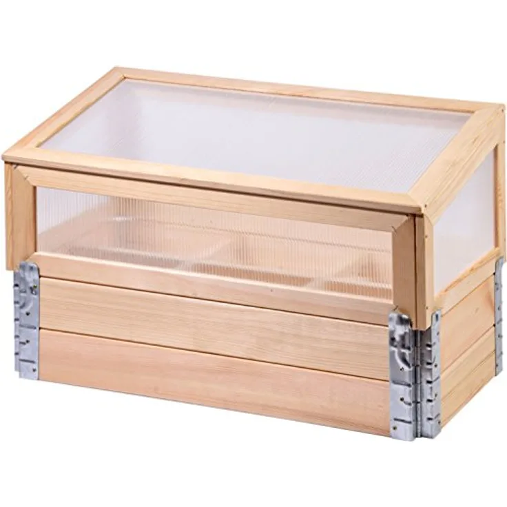 dobar® 58413e Frühbeet mit Untersatz Gr. M | Frühbeetaufsatz Massivholz | Gewächshaus mit Deckel | Pflanzkasten für die Anzucht | Salat/Gemüse/Setzlinge | 76 x 40 x 50 cm | Natur