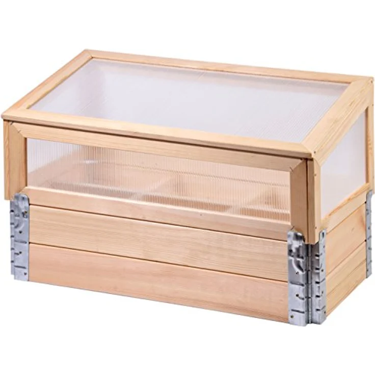 dobar® 58413e Frühbeet mit Untersatz Gr. M | Frühbeetaufsatz Massivholz | Gewächshaus mit Deckel | Pflanzkasten für die Anzucht | Salat/Gemüse/Setzlinge | 76 x 40 x 50 cm | Natur – Bild 1