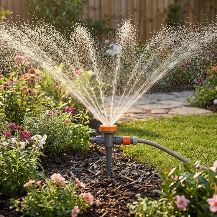 Brandson Rasensprenger 4er Set, 5 Fach Sprinkler mit Wählscheibe für Kreis, Halbkreis, Viertelkreis und Strahlfächer, robustes Design mit Schnellkupplungssystem – Bild 4