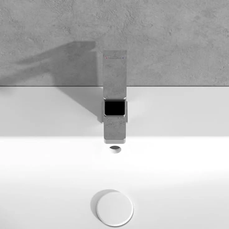 Villeroy & Boch Architectura Square Waschtischarmatur ohne Ablaufgarnitur, Wasserhahn Bad mit Keramikkartusche, Waschbeckenarmatur wassersparend, Auslauf Höhe 113mm, eckig, Chrom – Bild 4