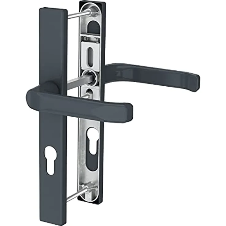 Premium Drückergarnitur Saturn DHS 92mm - Rechteckig - Griff-Griff Grau RAL 7016, 52mm