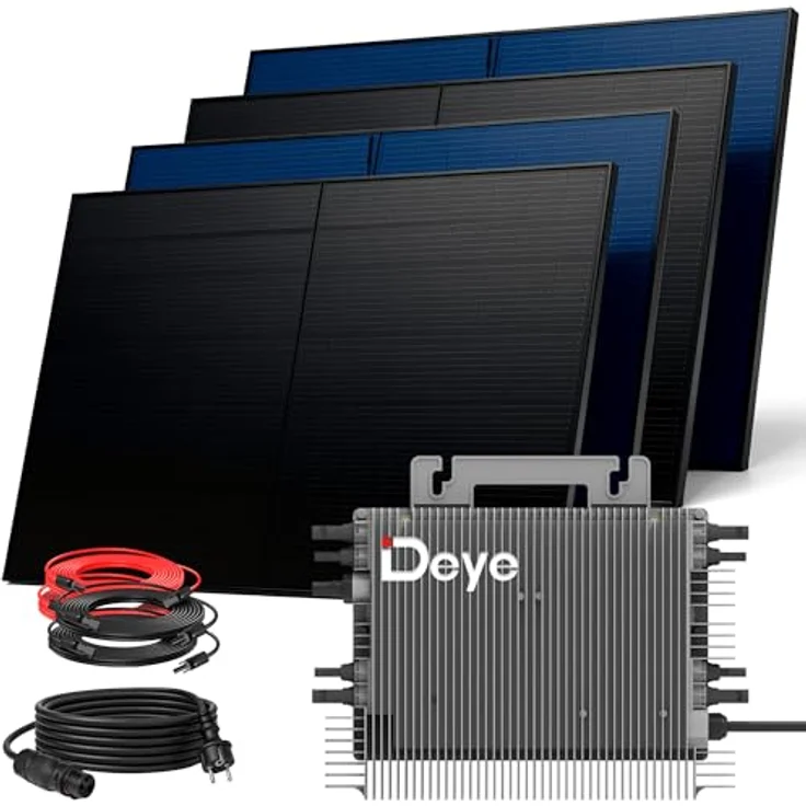 SUNNIVA® 2000W Balkonkraftwerk BIFAZIAL FULLBLACK, komplett Steckdose, DEYE 1600W Wechselrichter, 4x 500W Glas-Glas Solarmodule, Bluetooth WIFI, inkl. 5m Kabel – Bild 1