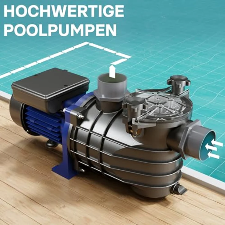 WilTec Pool Pumpe 11700 l-h 250 W Schwimmbadpumpe Filterpumpe Umwälzpumpe Pool – Bild 2
