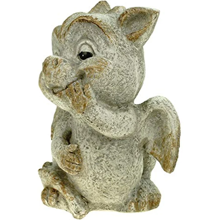Süßer Garten Drache stehend Steinoptik 17 cm Figur Gartenfigur Glück Skulptur – Bild 3