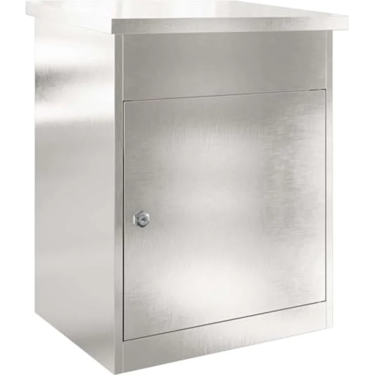 vidaXL Briefkasten Paketdrop-Box, silber, wetterfest, aus Edelstahl, 47,5 x 38 x 59 cm, abschließbar mit Riegelschloss – Bild 1