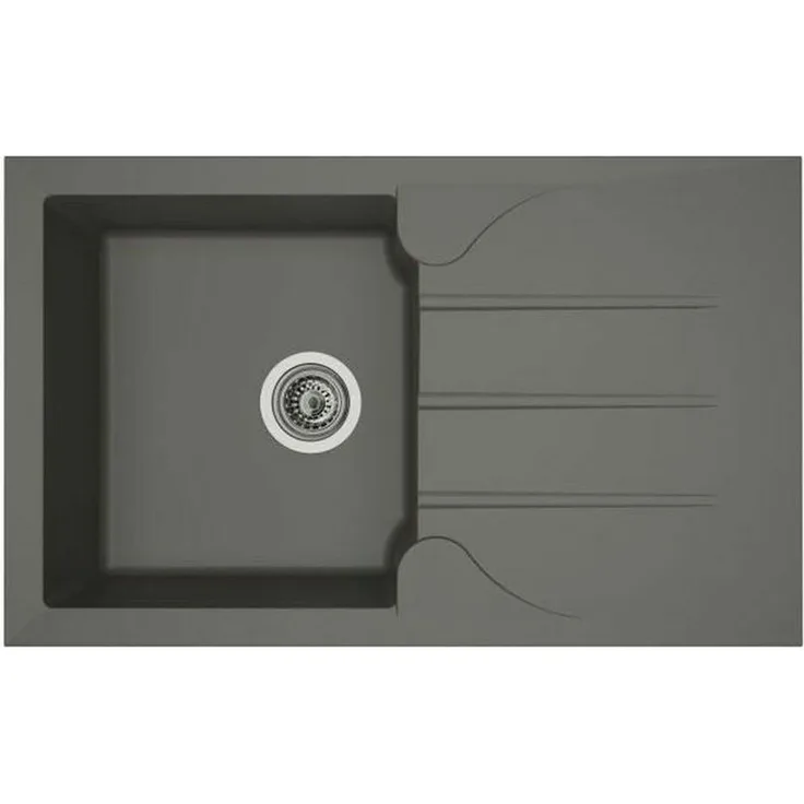 STRADOUR Aloa Spülbecken, 1 Bac + 1 Abtropffläche, 81 x 50 cm, Grau Beton, reversible Installation