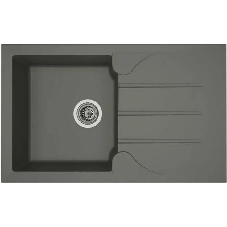 STRADOUR Aloa Spülbecken, 1 Bac + 1 Abtropffläche, 81 x 50 cm, Grau Beton, reversible Installation