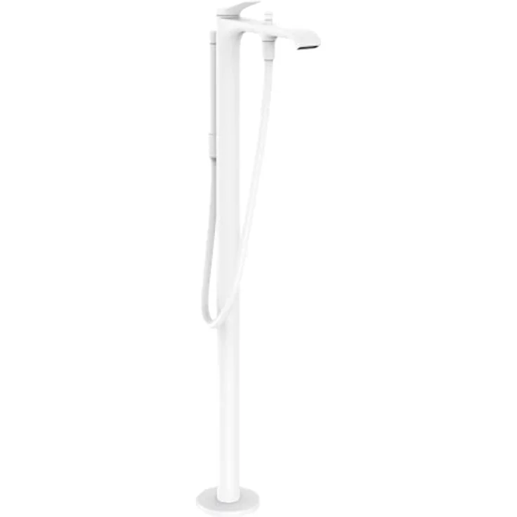 hansgrohe Wannenarmatur Vivenis, bodenstehend für 2 Funktionen, mattweiß, mit einhebel Mischmechanismus und 2 Strahlarten – Bild 1