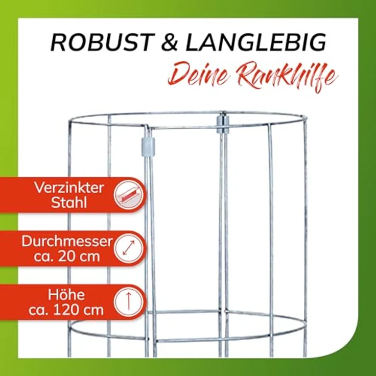bellissa Gurken-Rankhilfe 5er Set, verzinktes Stahl-Rankgitter 120 cm für Tomaten und Gurken, stabile Pflanzenstütze für Garten, Hochbeet & Töpfe, wetterfest und wiederverwendbar – Bild 3