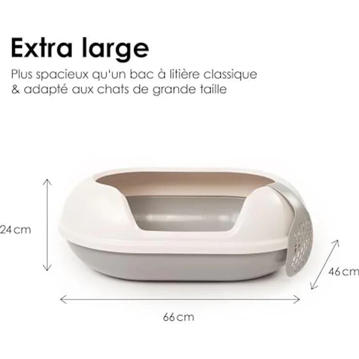 LucyBalu® Arena Katzenklo mit hohem Rand | große hop-in Katzentoilette geruchsfrei | modernes Design Katzenklo mit Einstieg von Oben | offenes XXL Katzen WC | inkl. Streuschaufel | anthrazit/schwarz – Bild 4