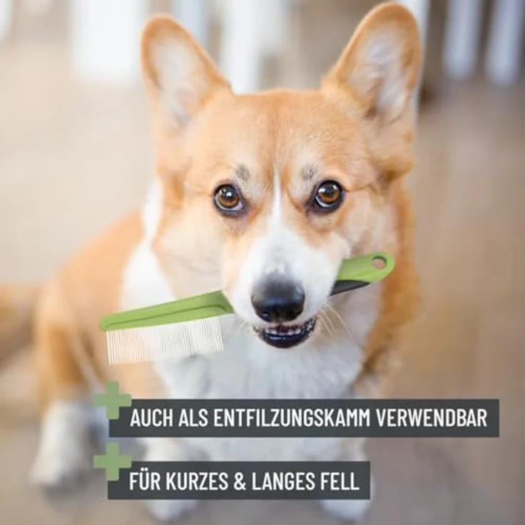 ReaVET Flohkamm & Läusekamm für Hunde & Katzen - Fellkamm gegen Flöhe, Läuse, Parasiten I für Langhaar & Kurzhaar I zur schonenden Fellpflege, Zeckenkamm Hund Katze – Bild 5