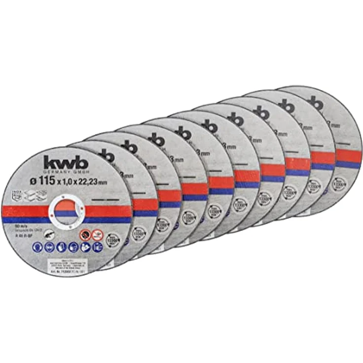 kwb 712021 Dünn-Trennscheiben für Winkelschleifer 115 mm Flex-Scheibe f. Edel-Stahl INOX in Aufbewahrungs-Dose inkl. Ohrstöpsel ABM. 115 x 1,0 x 22,23 – Bild 2