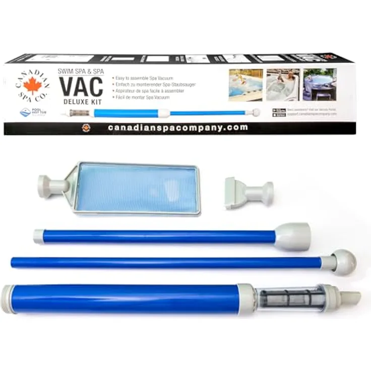 Canadian Spa GmbH Deluxe Whirlpool Sauger Set, effiziente Reinigung ohne Strom, vielseitige Aufsätze, praktische Wandhalterung
