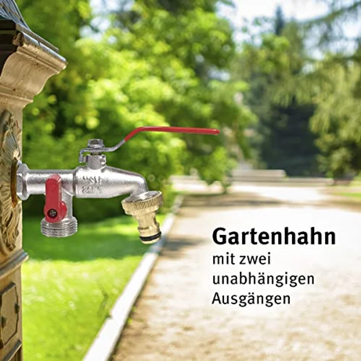 Aqua Control G6354 Premium-Gartenwasserhahn mit Doppeltem Ausgang 1/2" – 3/4" – Bild 2