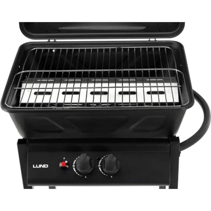 LUND Gasgrill 5,5 kW, 2 Brenner aus Stahl, kompakt mit Piezo-Zünder und verchromtem Rost, 60 × 53 × 102 cm – Bild 6