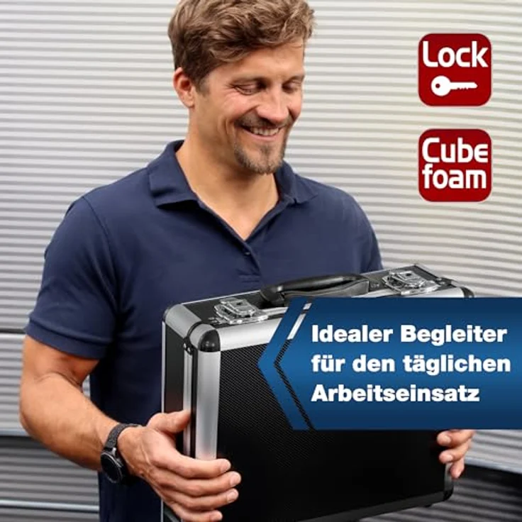 PeakTech 7300 – Universal Koffer für Messgeräte, Robuster Tragekoffer, Werkzeug Aufbewahrung, Würfelschaum Platten, Schaumstoff Polsterung, abschließbar, Staubschutz, M - 320 x 250 x 150 mm – Bild 9