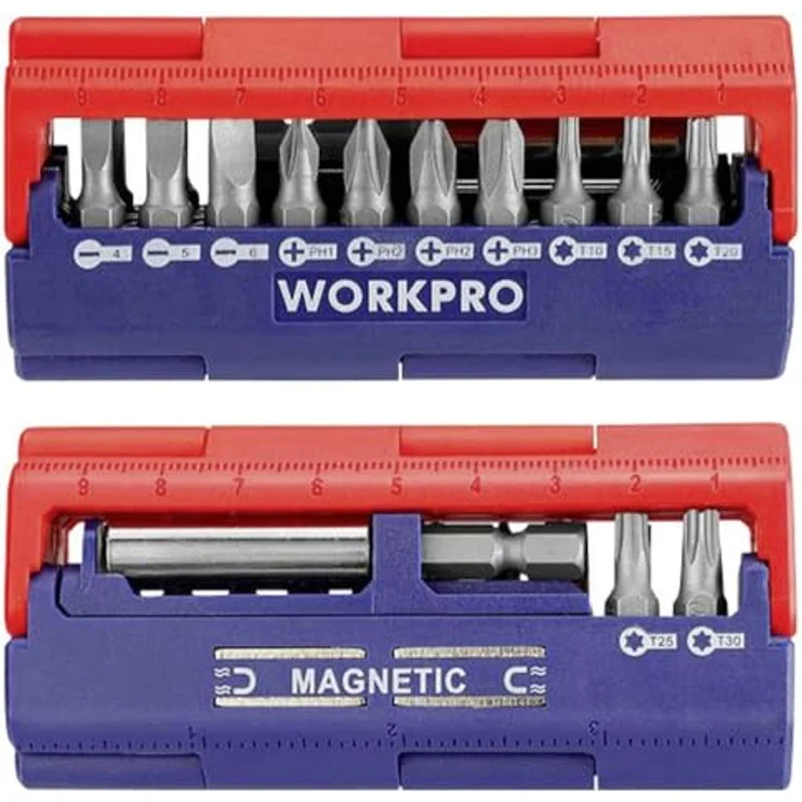 WorkPro Bit-Schraubendreher Universal Bit-Set PH0, PH1, PH2 mit ergonomischem Griff und magnetischer Spitze – Bild 2
