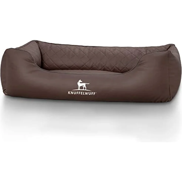Knuffelwuff Hundebett Kunstleder Hundekorb Hundesofa Hundekissen Hundekörbchen waschbar Milan, XL 105 x 75cm, braun – Bild 2