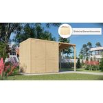 KONIFERA Gartenhaus Beno 3 PLUS Fineline Flachdach, 373x211 cm, mit Anbaudach und hohen Doppeltüren