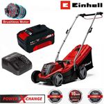 Einhell Akkurasenmäher GE-CM 18/33 Li 18V Brushless Motor, 2.5 Ah Akku + Ladegerät, Rasenmäher mit 5-stufiger Schnitthöhenverstellung