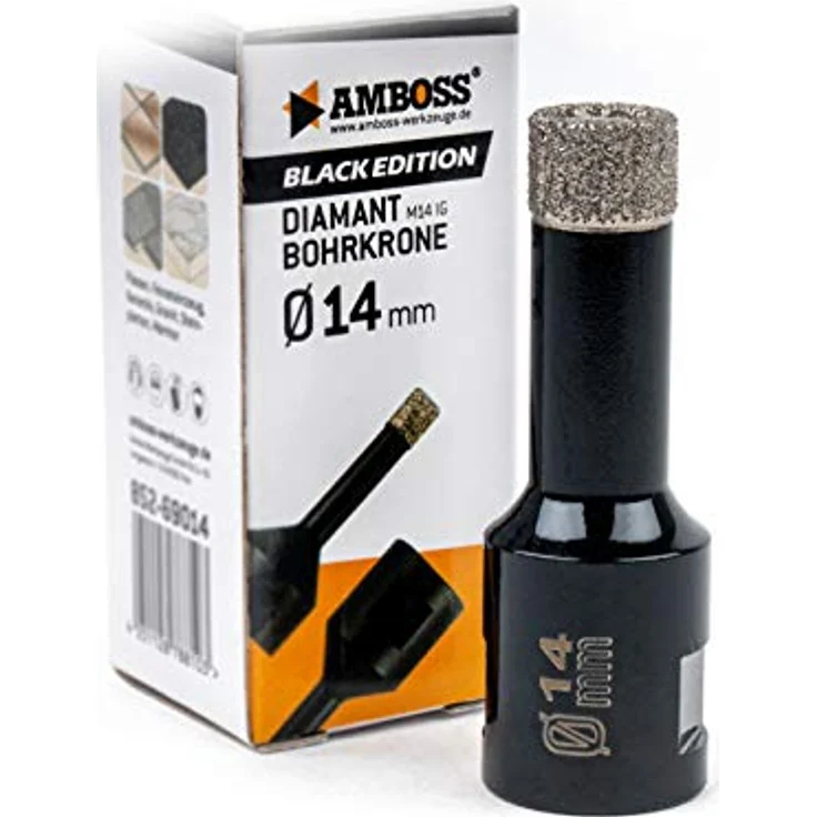 Amboss - Diamant Bohrkrone 14 mm (M14) für Winkelschleifer | Geeignet für Feinsteinzeug, harte Fliesen, Granit etc. – Bild 1