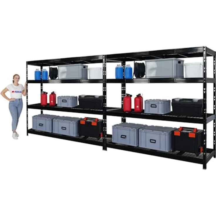 Proregal Schwerlastregal Mega Deal Profi RHINO, 180 x 200 x 60 cm, Traglast 500 kg pro Boden, 4 Böden, Schwarz – Bild 6