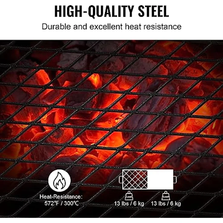 VEVOR BBQ Gills Holzkohlegrill Klappgrill Tischgrill 570 x 285 x 230 mm, 6 kg Belastbar Tragbarer Reisegrill Outdoor Campinggrill 300 ℃, Grillgitter + Grillplatte für Gartenpartys, Picknick, Terasse – Bild 3