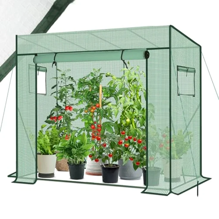 Sekey Tomatengewächshaus 200x170x77 cm, Begehbar, Stabil, Winterfest, UV-beständig, Grün – Bild 1