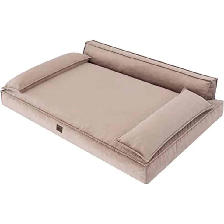 DOGGY Hundebett Haustierbett Hundeliegen Hundecouch Liegen Hundekissen Bett Sofa Hundekorb Tierbett Weich Hundesofa Matratze Schlafplãtze, Beige, 99 x 66 cm - Bequemes Hundebett mit abnehmbarem Bezug und erhöhten Kissen. – Bild 1