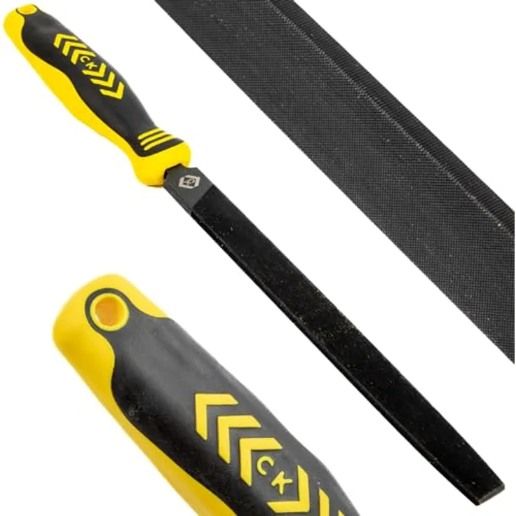 C.K Tools Engineers File CK T0080A 8S, Hartmetallstahl, ergonomischer Zweikomponenten-Griff, Lanyard-kompatibel, flaches Profil, sichere Kante