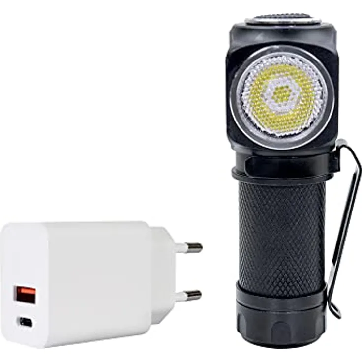 PNI Adventure F75 Fronttaschenlampenpaket mit LED 6W, 600 lm, aus Aluminium, mit Akku und Netzteil CHG300 mit USB-C-Anschluss, QC3.0, PD3.0, PPS und USB-A-Anschluss, 30W