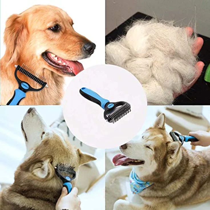 JASWELL Unterfellbürste Entfilzungsstriegel für Hunde und Katzen mit Mittel- bis Langhaar - Unterwollbürste gegen Verfilzungen und Unterwolle blue – Bild 4