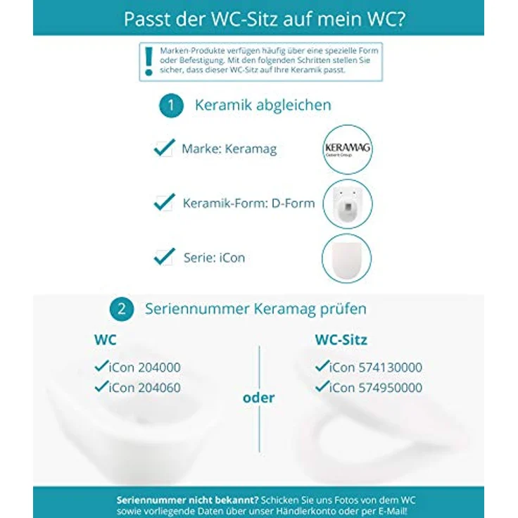 Calmwaters WC-Sitz Keramag Icon 204000 & 204060, D-Form mit Absenkautomatik, antibakteriell und kratzfest, Weiß – Bild 4