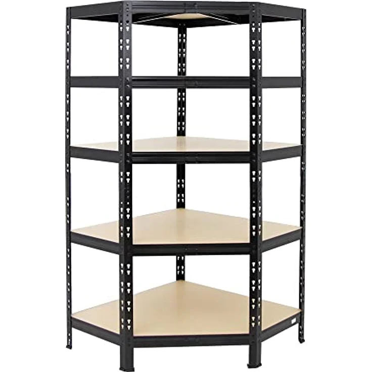 Proregal Eckregal Tiger, 5 Fachböden, Traglast 175 kg pro Boden, Schwarz, 180 x 90 x 45 cm – Bild 6
