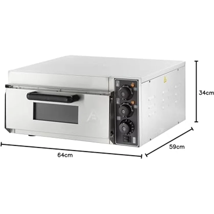 GastroHero Pizzaofen Elektro, Keramikboden, Pizza Maker für 1 Pizza Ø 35 cm, Edelstahl, bis 350° C, mit Innenbeleuchtung und Alarm – Bild 7