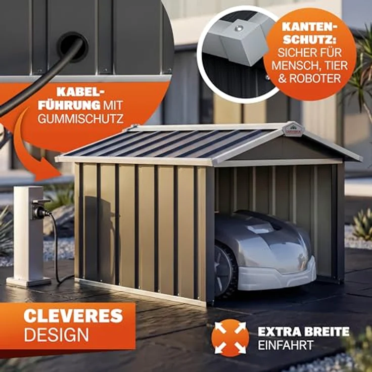 Gardebruk Mähroboter Garage Metall Wetterbeständig Kabelführung 4x Erdanker Carport Rasen Garten 4251776601908 – Bild 5