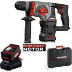 PARKSIDE PERFORMANCE® Kombihammer PARKSIDE Akku Kombihammer 20 Volt PKHAP 20-Li 4 Ah Akku Ladegerät, Bu¨rstenloser Motor, SDS-Plus-System, LED-Arbeitsleuchte, Metalltiefenanschlag